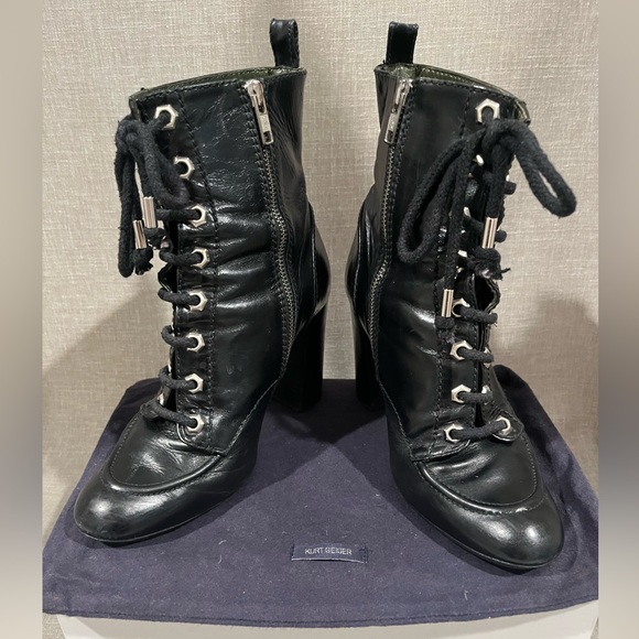 KURT GEIGER LONDON Laced and zippered ankle boots in black, size 39. - Picture 3 of 15